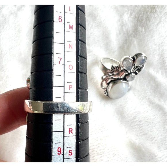 925 Bird + Flower Flash Labradorite Ring 6, 7, 8, 9 - Picture 6 of 6